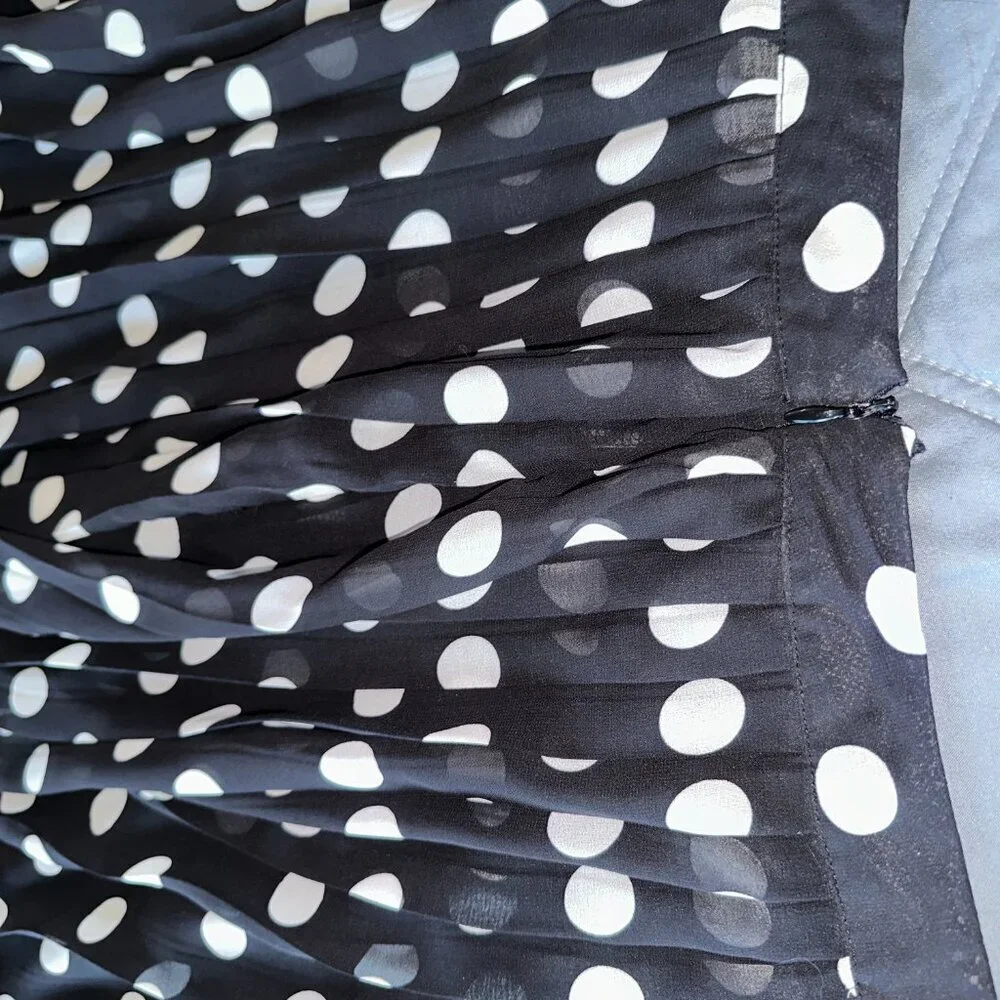 Black & White Pleated Polka Dot Women's Mini Skirt Downeast Large - Picture 8 of 10
